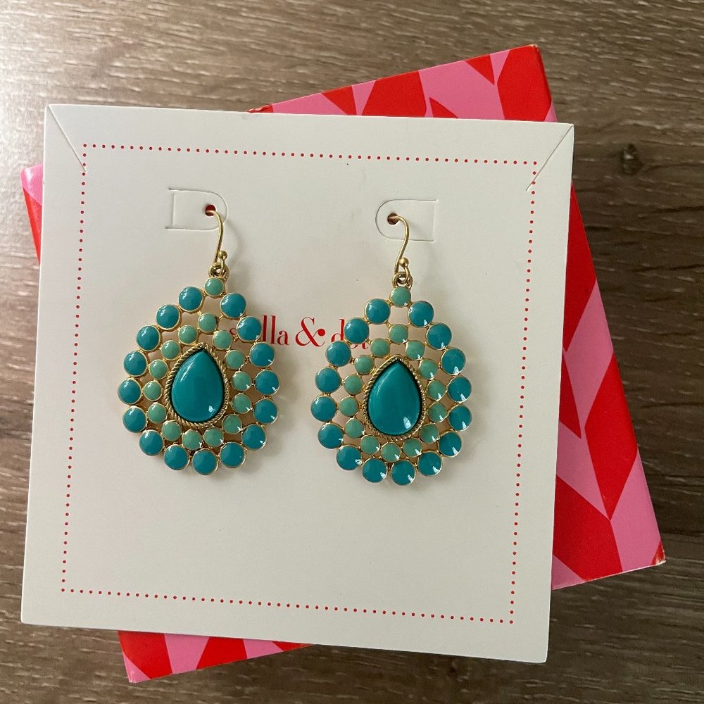 Stella & Dot Charlize Teardrop Earrings Turquoise